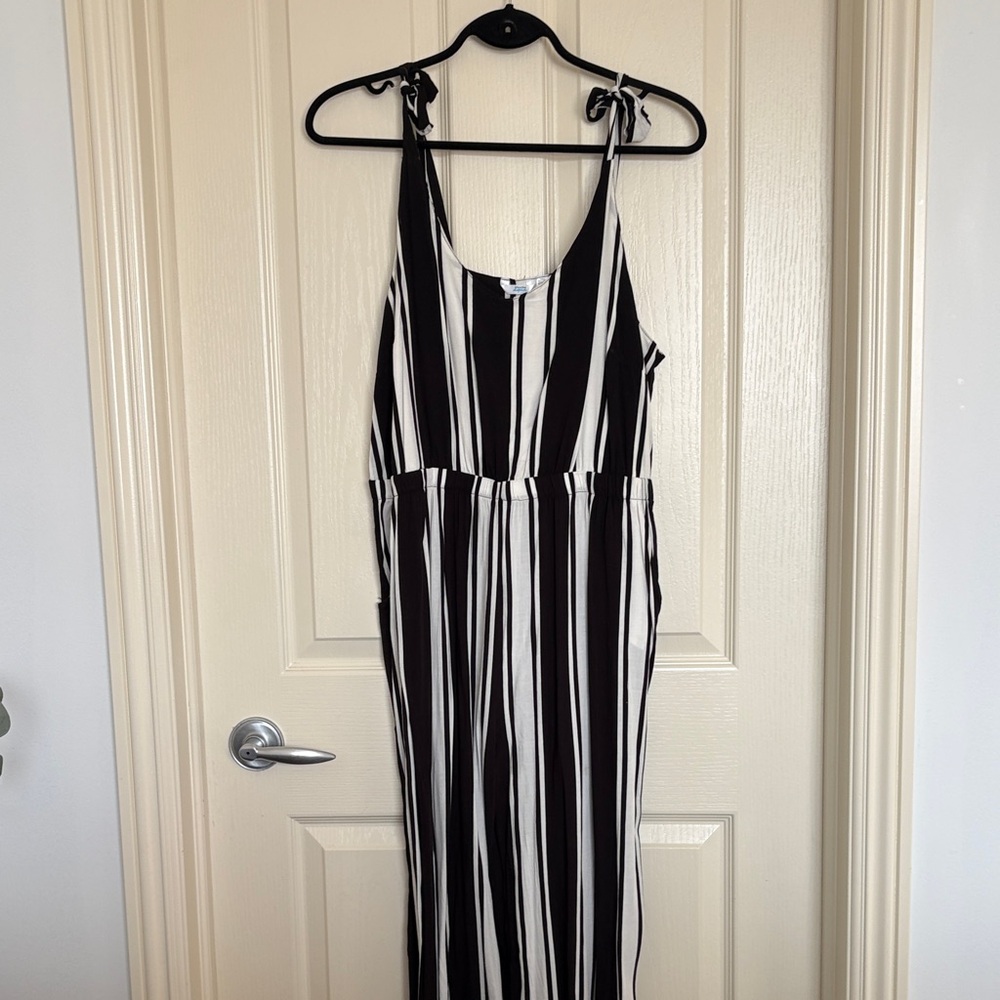 Black and White Striped Jumpsuit